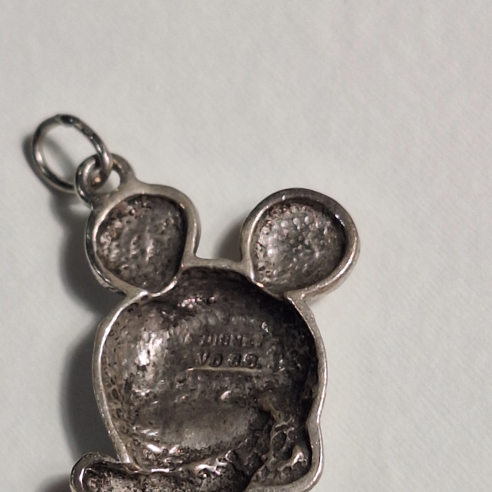 Vtg Sterling Silver Disney Mickey Mouse Face Head Pendant Charm .75" 1.83g - Picture 4 of 8